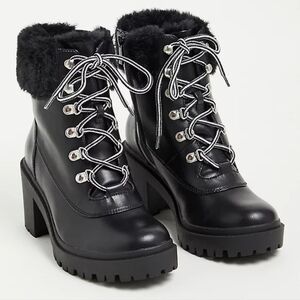 10 WW • Torrid • Fur Hiker Bootie - Faux Leather Black